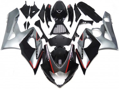 Schwarz & Silber Glänzend Mit Rot 05-06 Suzuki GSXR 1000 Verkleidung