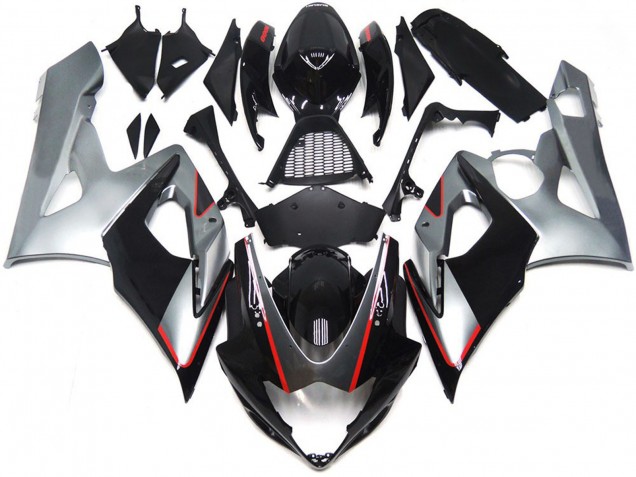 Schwarz & Silber Glänzend Mit Rot 05-06 Suzuki GSXR 1000 Verkleidung Schwarz & Silber Glänzend Mit Rot 05-06 Suzuki GSXR 1000 Verkleidung