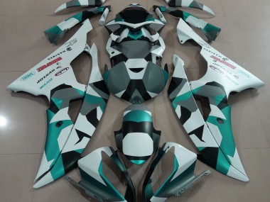 Seeschaumgrün Schnee Tarnung 08-16 Yamaha R6 Verkleidung