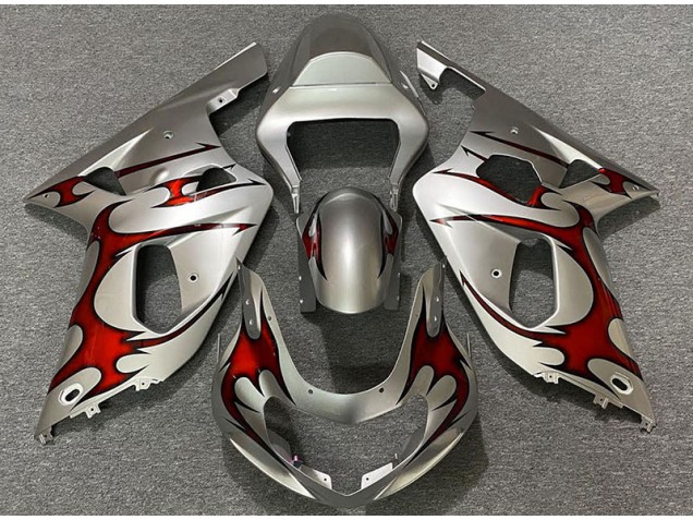 Silber Glänzend & Rot 01-03 Suzuki GSXR 600-750 Verkleidung Silber Glänzend & Rot 01-03 Suzuki GSXR 600-750 Verkleidung