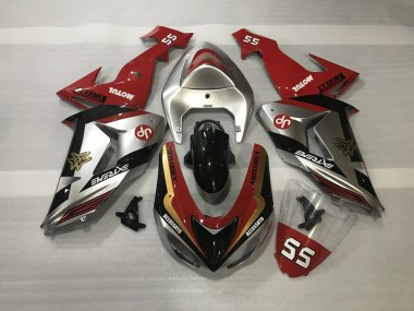 Silber Glänzend & Rot 06-07 Kawasaki ZX10R Verkleidung