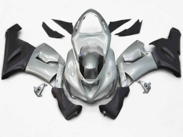 Silber Schwarz Matt 05-06 Kawasaki ZX6R Verkleidung Silber Schwarz Matt 05-06 Kawasaki ZX6R Verkleidung