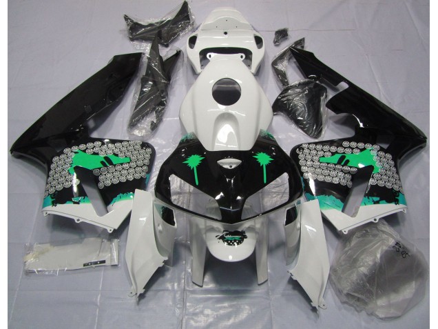 Türkisspritzer Auf Glänzendem Schwarz 05-06 Honda CBR600RR Verkleidung Türkisspritzer Auf Glänzendem Schwarz 05-06 Honda CBR600RR Verkleidung